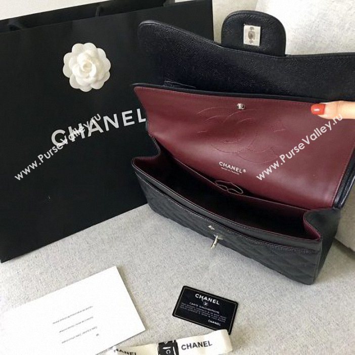 Chanel original quality Caviar Classic jumbo Flap Bag 1113 black with silver Hardware (shunyang-56)