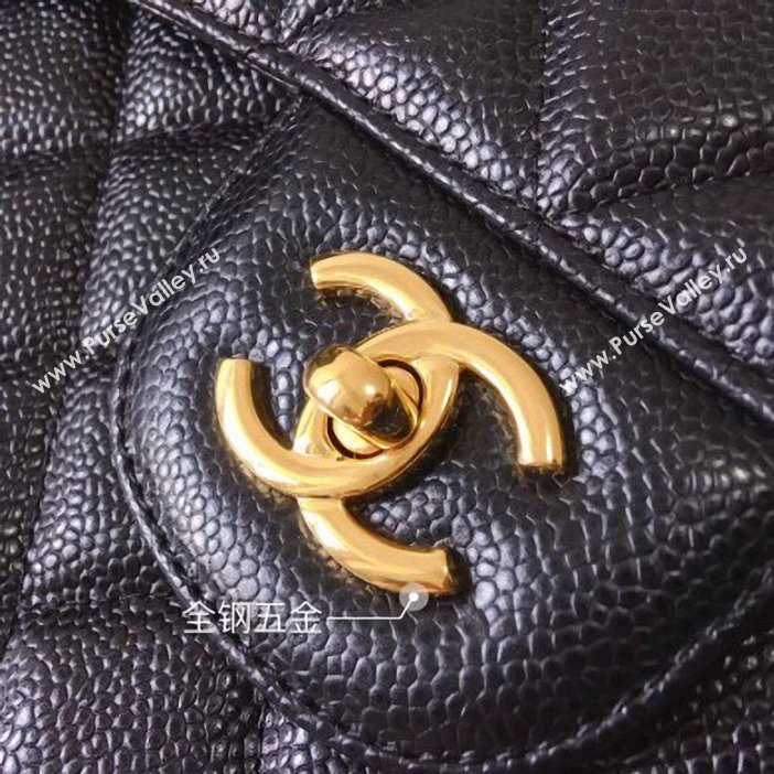 Chanel original quality Caviar Classic jumbo Flap Bag 1113 black with gold Hardware (shunyang-57)