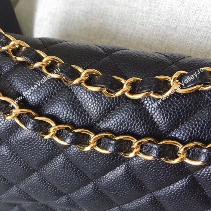 Chanel original quality Caviar Classic jumbo Flap Bag 1113 black with gold Hardware (shunyang-57)