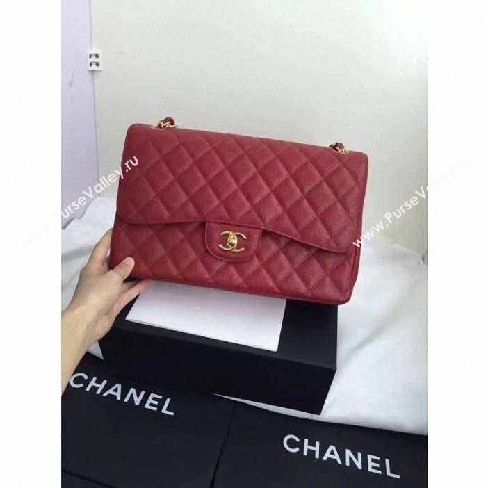 Chanel original quality Caviar Classic jumbo Flap Bag 1113 burgundy with gold Hardware (shunyang-65)