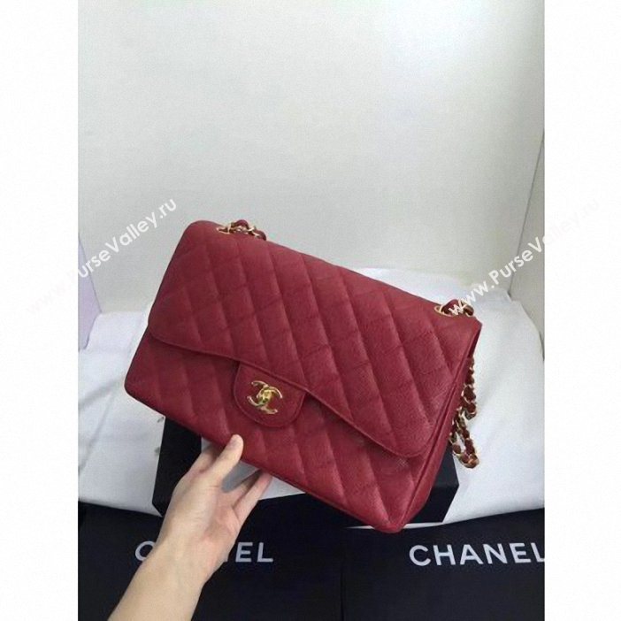 Chanel original quality Caviar Classic jumbo Flap Bag 1113 burgundy with gold Hardware (shunyang-65)