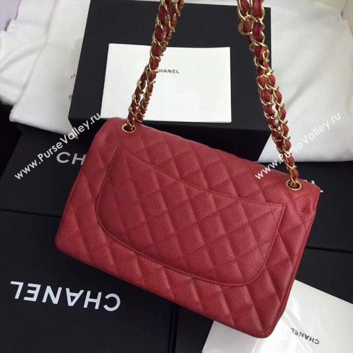 Chanel original quality Caviar Classic jumbo Flap Bag 1113 burgundy with gold Hardware (shunyang-65)