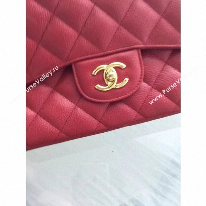 Chanel original quality Caviar Classic jumbo Flap Bag 1113 burgundy with gold Hardware (shunyang-65)