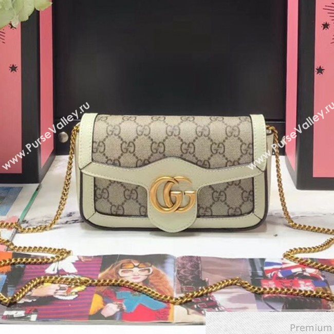 Gucci GG Marmont Matelassé Super Mini Bag 476433 Beige/White 2019 (JM-9032207)