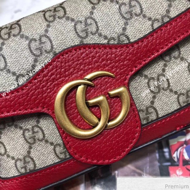 Gucci GG Marmont Matelassé Super Mini Bag 476433 Beige/Red 2019 (JM-9032208)