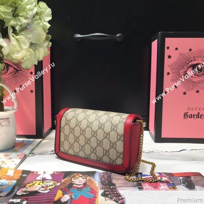 Gucci GG Marmont Matelassé Super Mini Bag 476433 Beige/Red 2019 (JM-9032208)