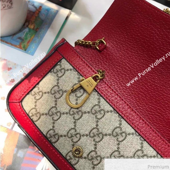 Gucci GG Marmont Matelassé Super Mini Bag 476433 Beige/Red 2019 (JM-9032208)