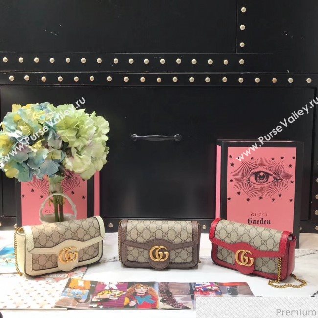 Gucci GG Marmont Matelassé Super Mini Bag 476433 Beige/Brown 2019 (JM-9032209)