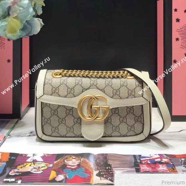 Gucci GG Leather Marmont Matelassé Mini Bag ‎446744 Beige/White 2019 (JM-9032210)