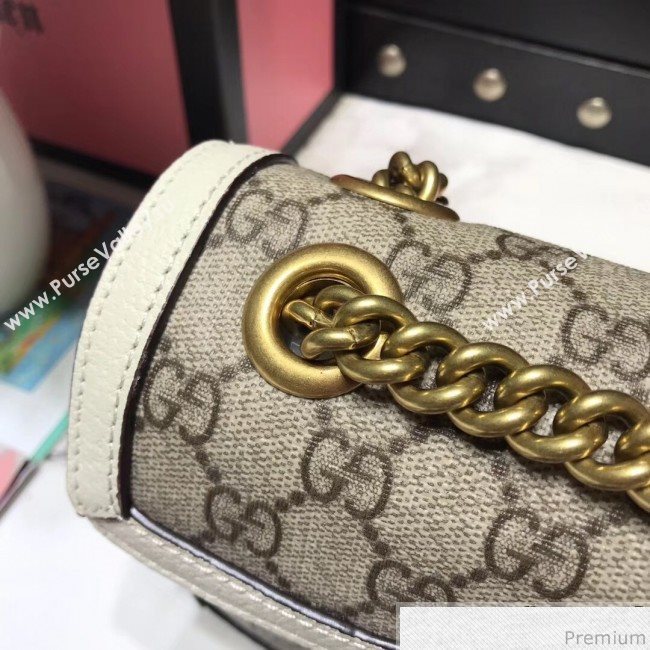 Gucci GG Leather Marmont Matelassé Mini Bag ‎446744 Beige/White 2019 (JM-9032210)