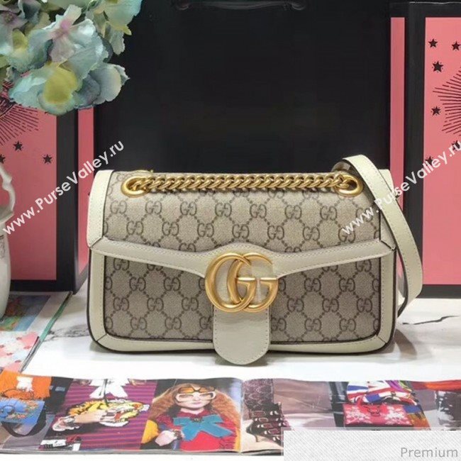 Gucci GG Leather Marmont Matelassé Shoulder Bag ‎443497 Beige/White 2019 (JM-9032213)