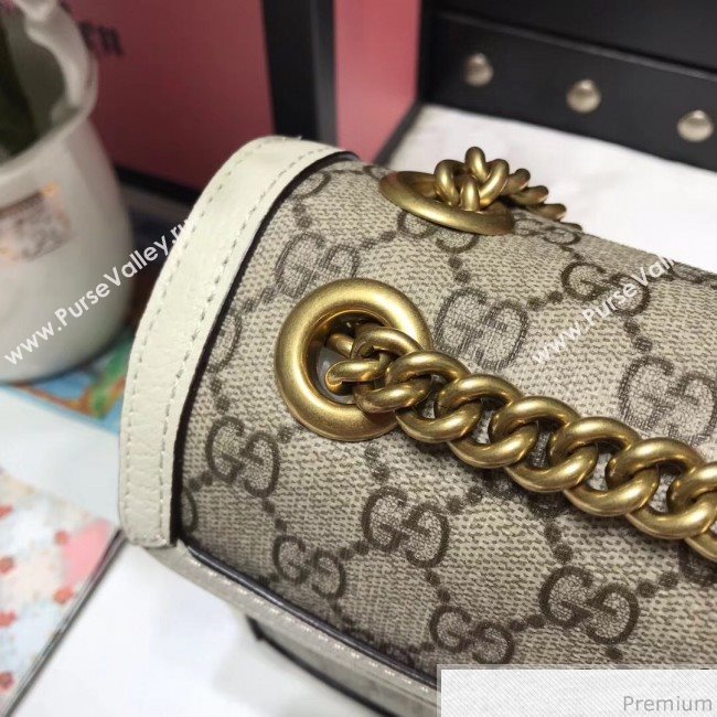 Gucci GG Leather Marmont Matelassé Shoulder Bag ‎443497 Beige/White 2019 (JM-9032213)