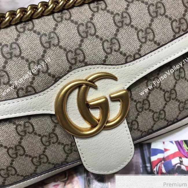 Gucci GG Leather Marmont Matelassé Shoulder Bag ‎443497 Beige/White 2019 (JM-9032213)