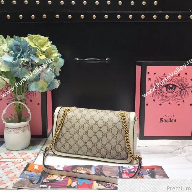 Gucci GG Leather Marmont Matelassé Shoulder Bag ‎443497 Beige/White 2019 (JM-9032213)