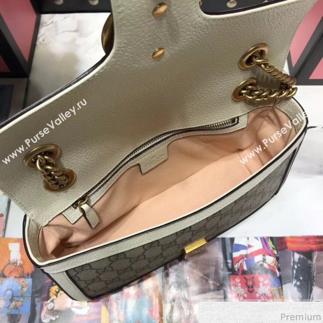 Gucci GG Leather Marmont Matelassé Shoulder Bag ‎443497 Beige/White 2019 (JM-9032213)