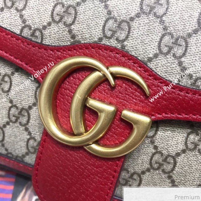 Gucci GG Leather Marmont Matelassé Mini Bag ‎446744 Beige/Red 2019 (JM-9032211)