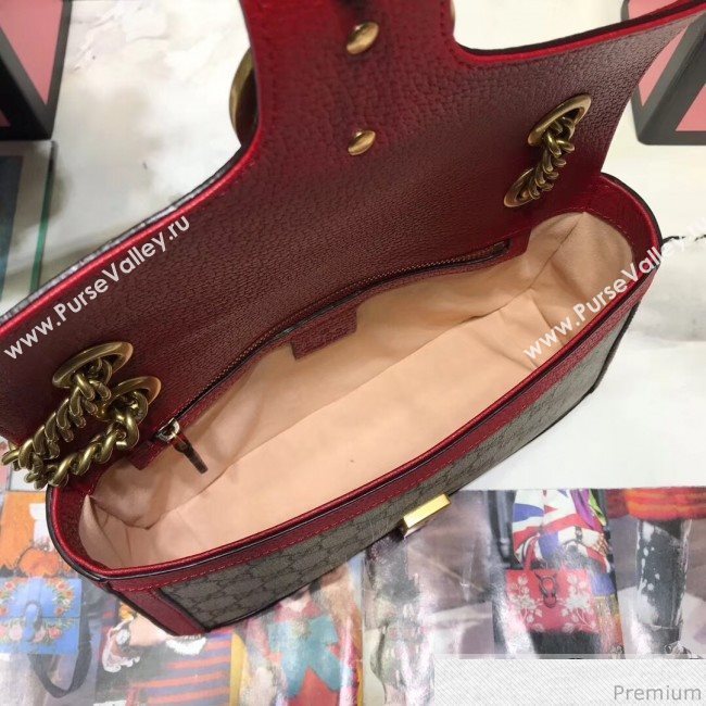 Gucci GG Leather Marmont Matelassé Mini Bag ‎446744 Beige/Red 2019 (JM-9032211)