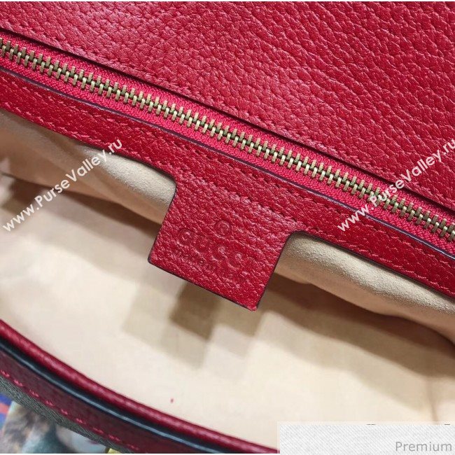 Gucci GG Leather Marmont Matelassé Shoulder Bag ‎443497 Beige/Red 2019 (JM-9032214)