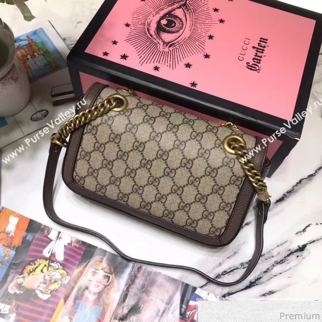 Gucci GG Leather Marmont Matelassé Mini Bag ‎446744 Beige/Brown 2019 (JM-9032212)
