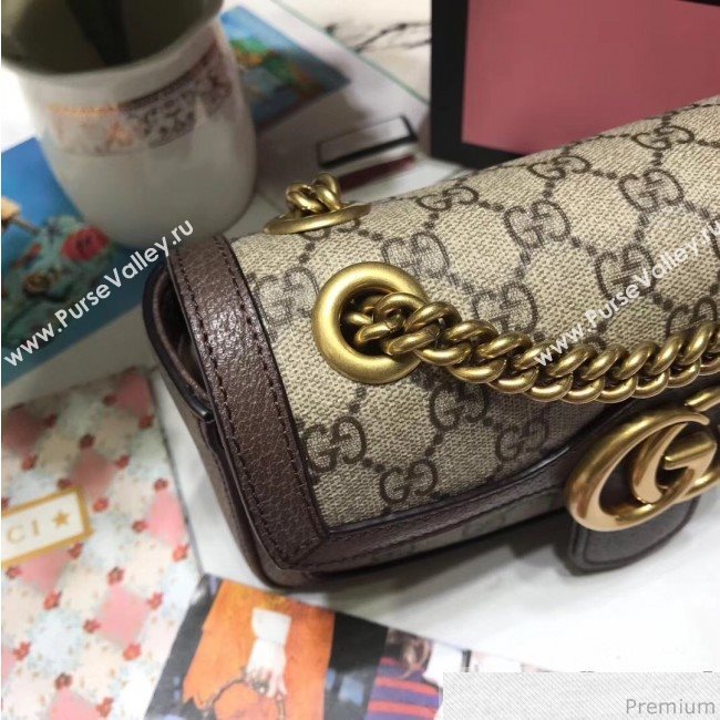 Gucci GG Leather Marmont Matelassé Mini Bag ‎446744 Beige/Brown 2019 (JM-9032212)