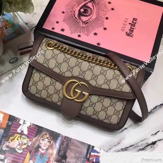 Gucci GG Leather Marmont Matelassé Shoulder Bag ‎443497 Beige/Brown 2019 (JM-9032215)