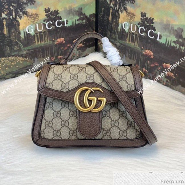 Gucci GG Leather Marmont Matelassé Mini Top Handle Bag Beige/Brown 2019 (JM-9032218)