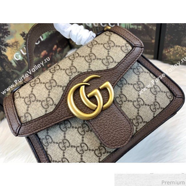 Gucci GG Leather Marmont Matelassé Mini Top Handle Bag Beige/Brown 2019 (JM-9032218)