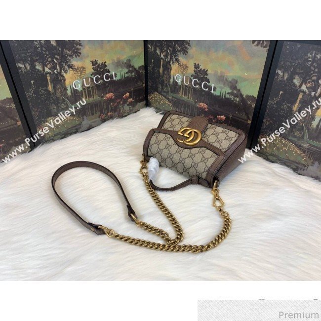 Gucci GG Leather Marmont Matelassé Mini Top Handle Bag Beige/Brown 2019 (JM-9032218)