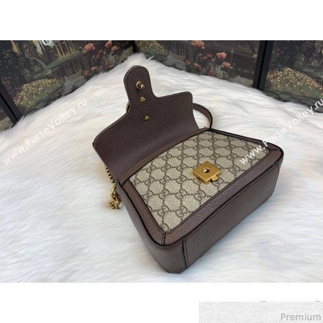 Gucci GG Leather Marmont Matelassé Mini Top Handle Bag Beige/Brown 2019 (JM-9032218)