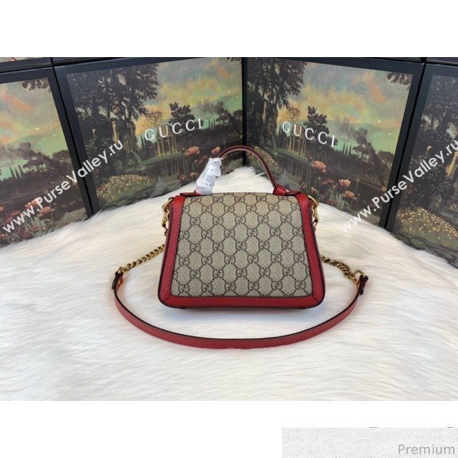 Gucci GG Leather Marmont Matelassé Mini Top Handle Bag Beige/Red 2019 (JM-9032217)