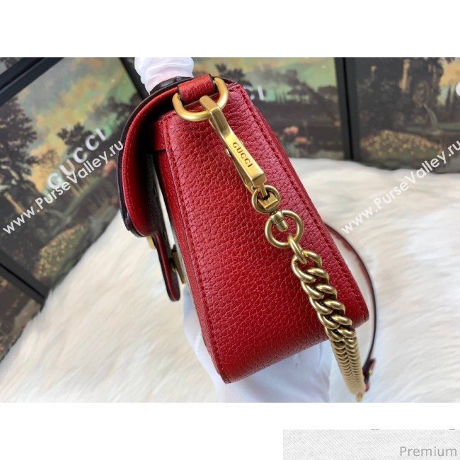 Gucci GG Leather Marmont Matelassé Mini Top Handle Bag Beige/Red 2019 (JM-9032217)