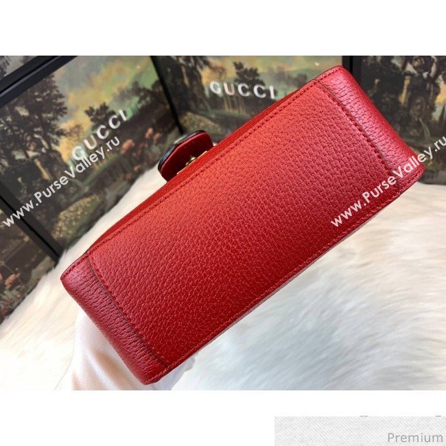Gucci GG Leather Marmont Matelassé Mini Top Handle Bag Beige/Red 2019 (JM-9032217)