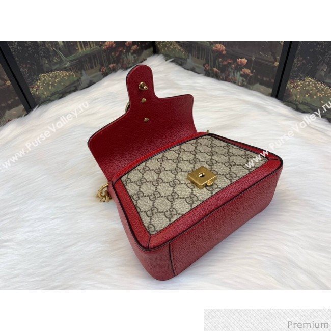 Gucci GG Leather Marmont Matelassé Mini Top Handle Bag Beige/Red 2019 (JM-9032217)