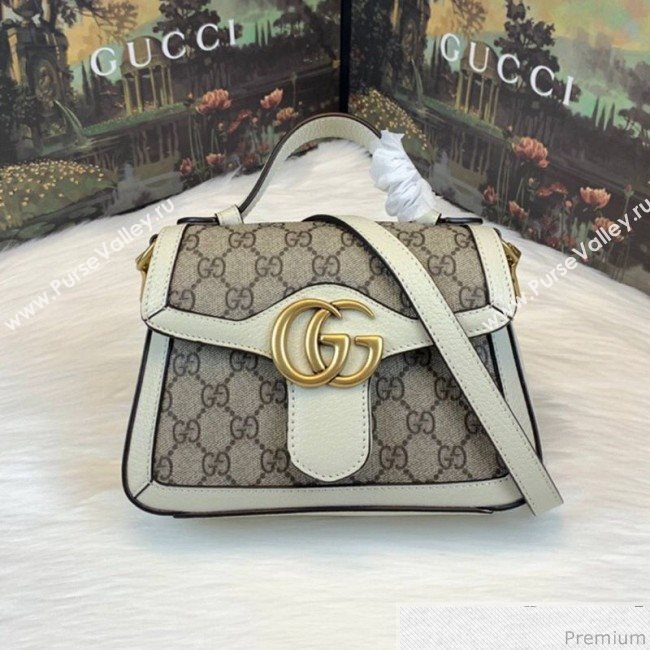 Gucci GG Leather Marmont Matelassé Mini Top Handle Bag Beige/White 2019 (JM-9032216)