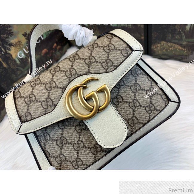 Gucci GG Leather Marmont Matelassé Mini Top Handle Bag Beige/White 2019 (JM-9032216)
