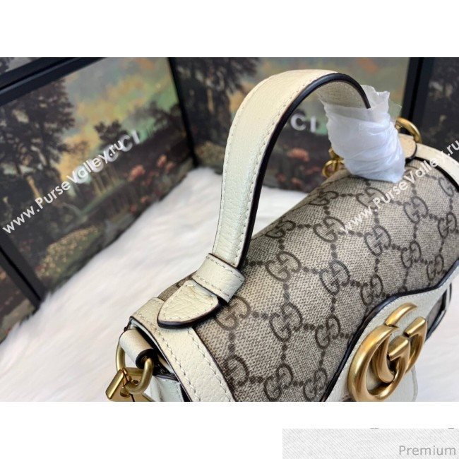 Gucci GG Leather Marmont Matelassé Mini Top Handle Bag Beige/White 2019 (JM-9032216)