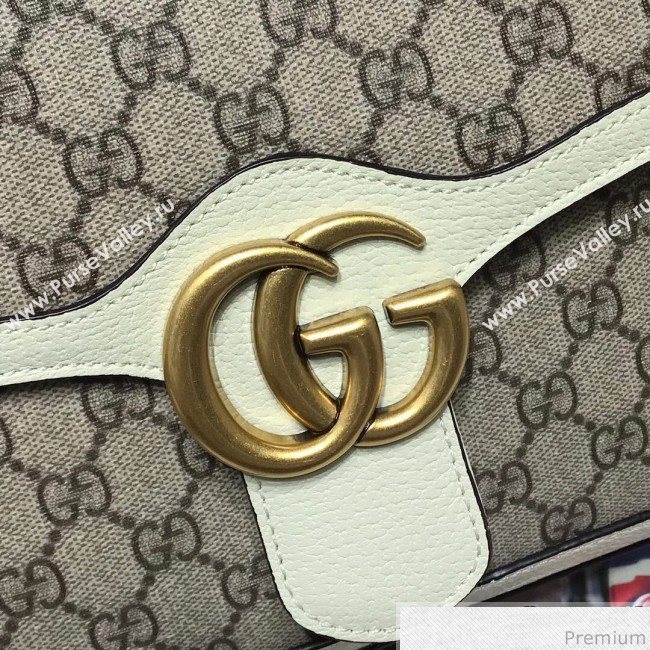 Gucci GG Leather Marmont Matelassé Small Top Handle Bag 498110 Beige/White 2019 (JM-9032219)