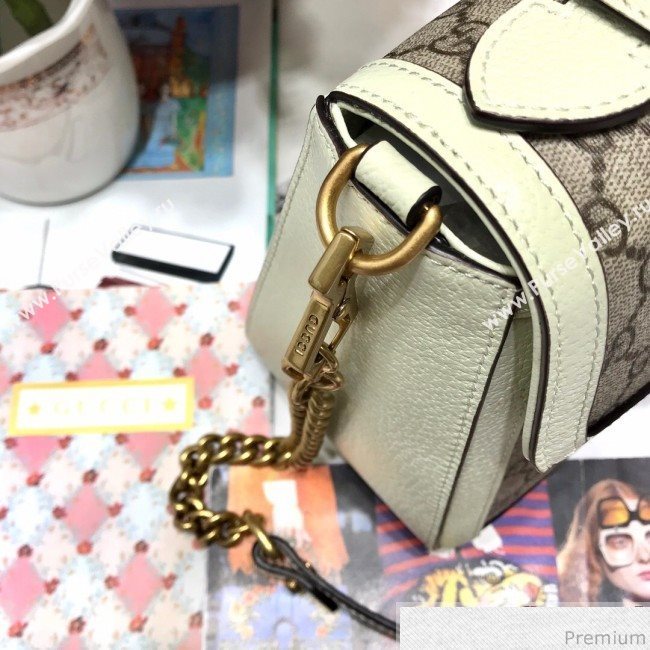 Gucci GG Leather Marmont Matelassé Small Top Handle Bag 498110 Beige/White 2019 (JM-9032219)