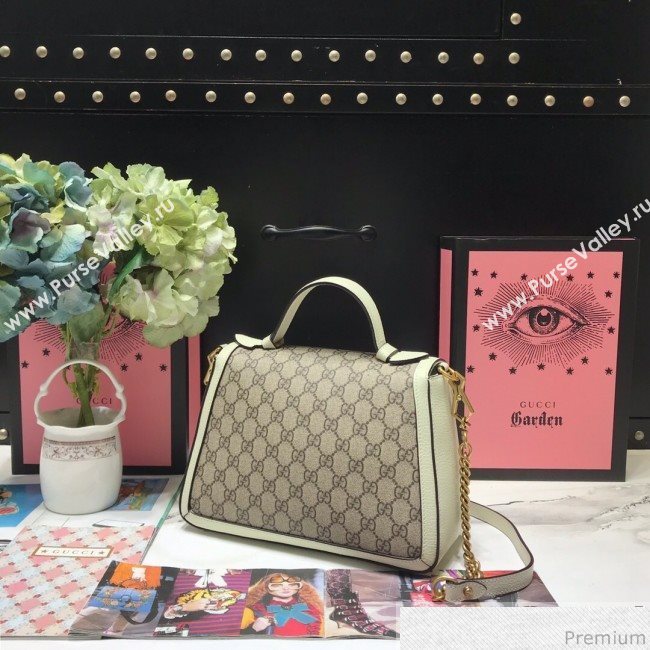 Gucci GG Leather Marmont Matelassé Small Top Handle Bag 498110 Beige/White 2019 (JM-9032219)