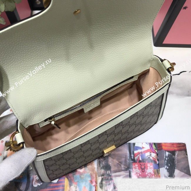 Gucci GG Leather Marmont Matelassé Small Top Handle Bag 498110 Beige/White 2019 (JM-9032219)