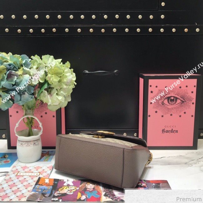 Gucci GG Leather Marmont Matelassé Small Top Handle Bag 498110 Beige/Brown 2019 (JM-9032221)