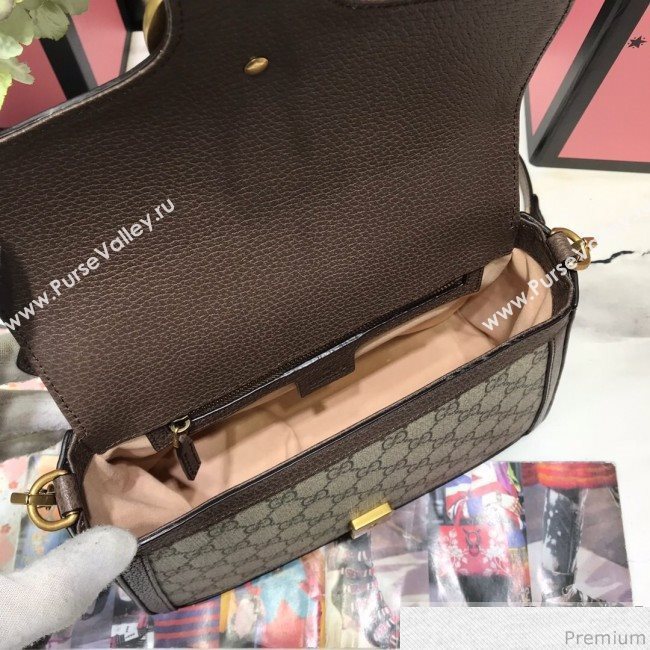 Gucci GG Leather Marmont Matelassé Small Top Handle Bag 498110 Beige/Brown 2019 (JM-9032221)
