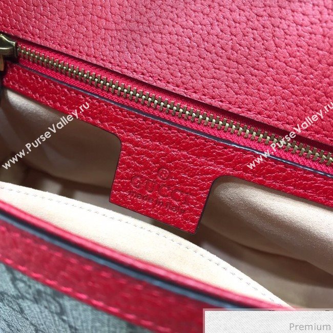 Gucci GG Leather Marmont Matelassé Small Top Handle Bag 498110 Beige/Red 2019 (JM-9032220)