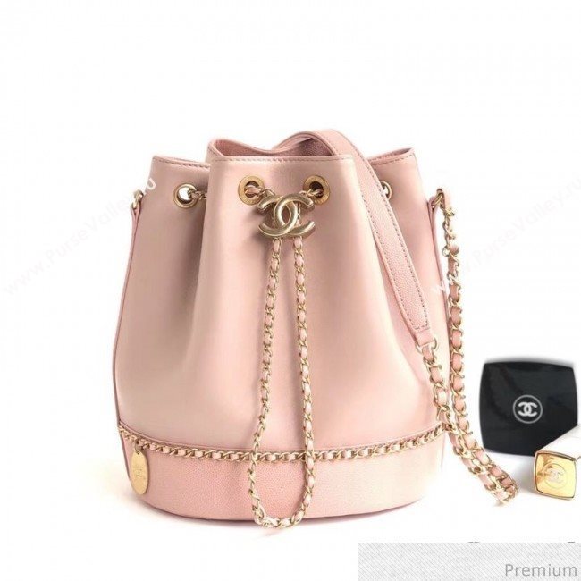 Chanel Lambskin Drawstring Bucket Bag AS0373 Pink 2019 (BLWX-9032501)