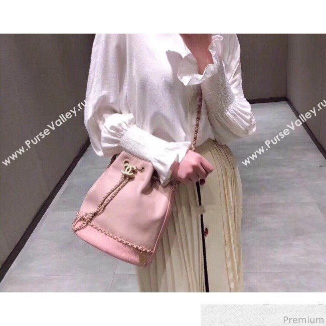 Chanel Lambskin Drawstring Bucket Bag AS0373 Pink 2019 (BLWX-9032501)