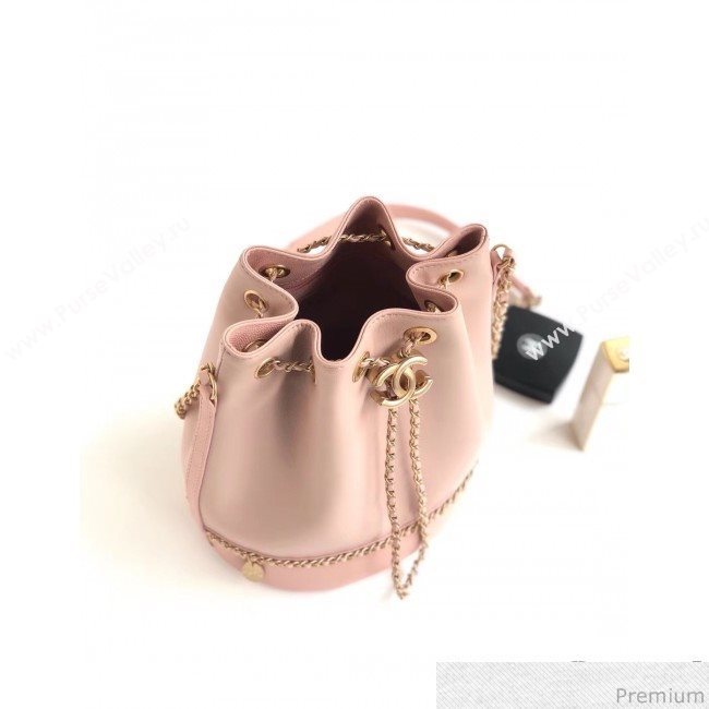 Chanel Lambskin Drawstring Bucket Bag AS0373 Pink 2019 (BLWX-9032501)