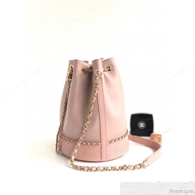 Chanel Lambskin Drawstring Bucket Bag AS0373 Pink 2019 (BLWX-9032501)