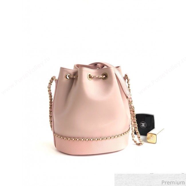 Chanel Lambskin Drawstring Bucket Bag AS0373 Pink 2019 (BLWX-9032501)