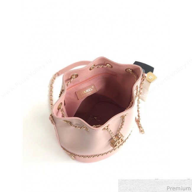 Chanel Lambskin Drawstring Bucket Bag AS0373 Pink 2019 (BLWX-9032501)