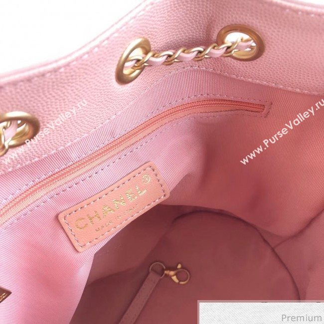Chanel Lambskin Drawstring Bucket Bag AS0373 Pink 2019 (BLWX-9032501)